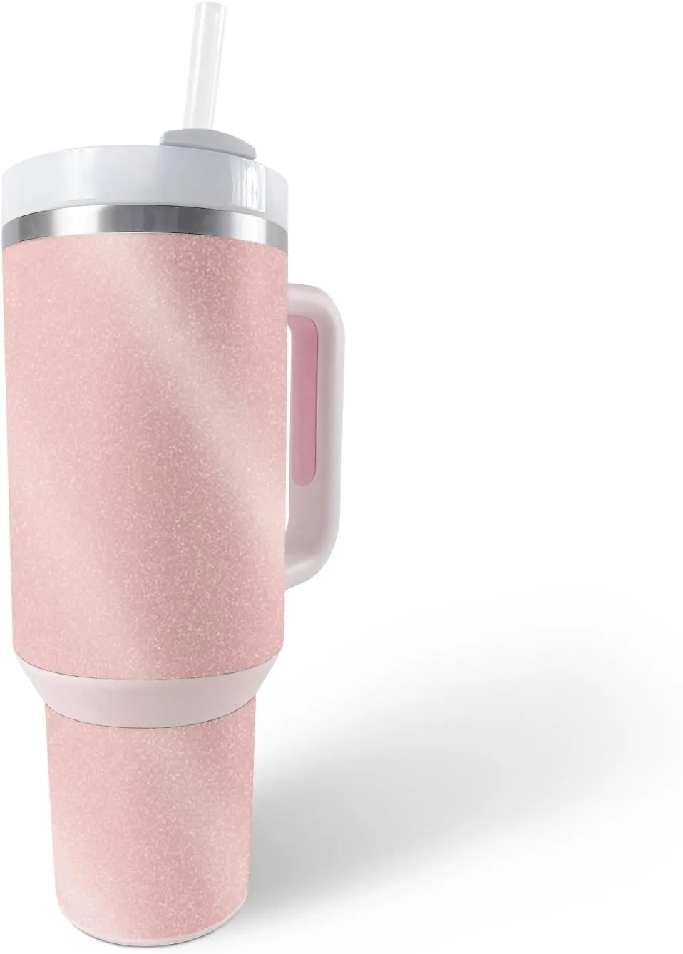 MightySkins Glossy Glitter Skin Compatible with Stanley The Quencher H2.0 FlowState 40 Oz Tumbler - Solid Blush | Protective, Durable High-Gloss Glitter Finish | Easy to Apply