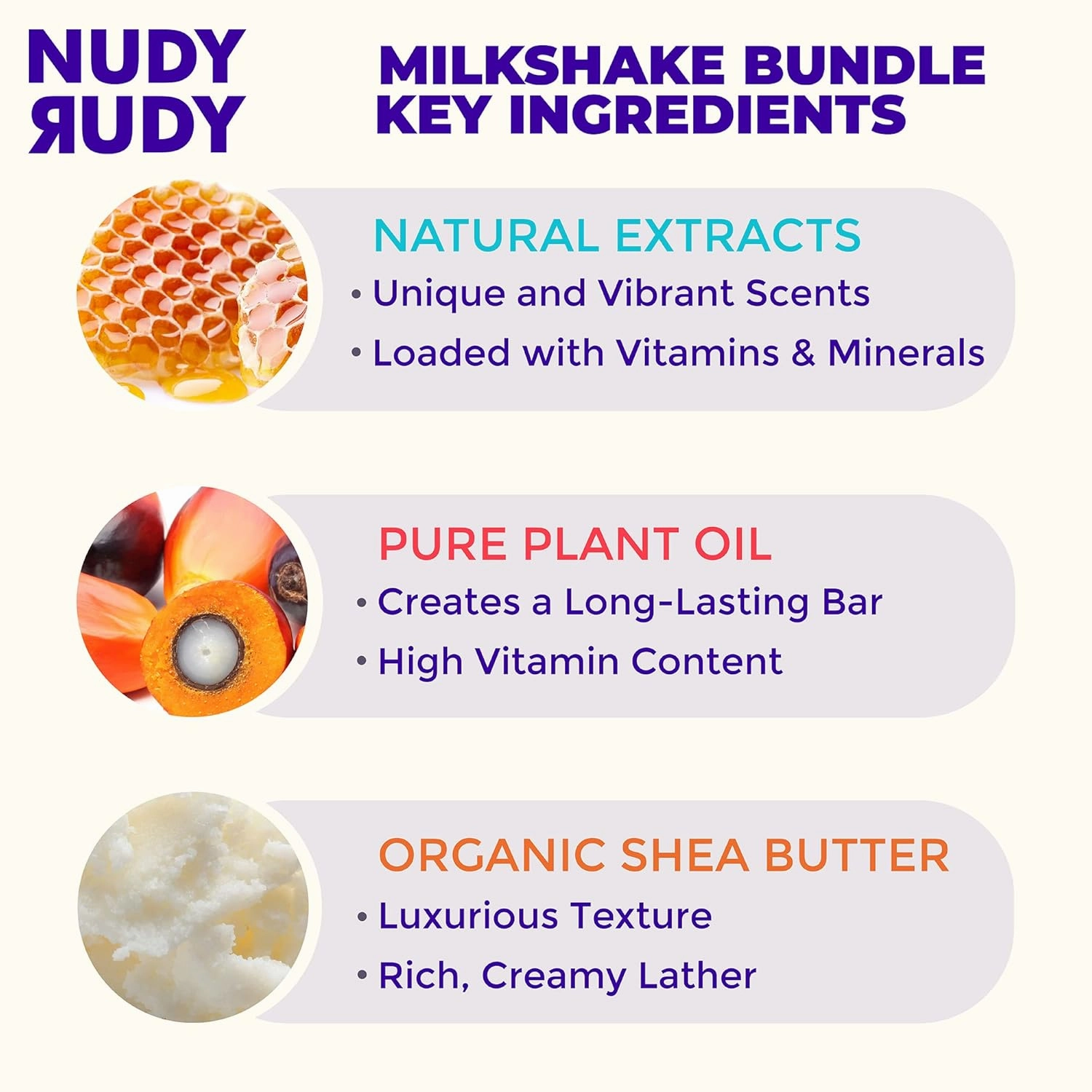 Milkshake Bundle Bar Soap Pucks, Includes Milk Bar, Hunny Bunny, Killa Vanilla, Made with Organic Shea Butter, Pure Plant Oils, Triple Milled Bars, All Skin Types, 4.2 oz Each - Pack of 3