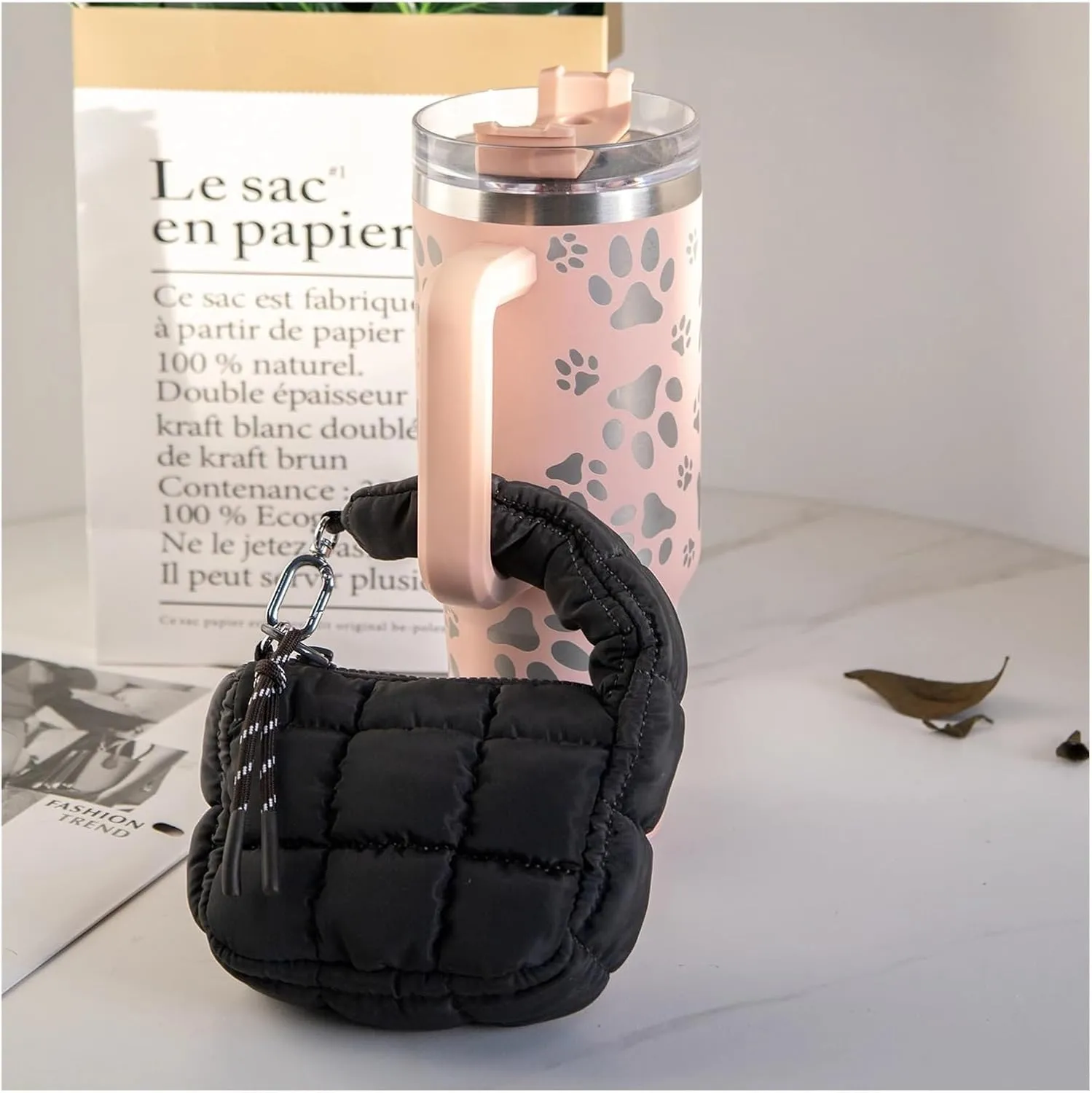 Mini Lipstick Bag Quilted Coin Bag Same Cosmetic Bag Cute Puffer Handbags Pouch Gift For Travel, Work(Beige)