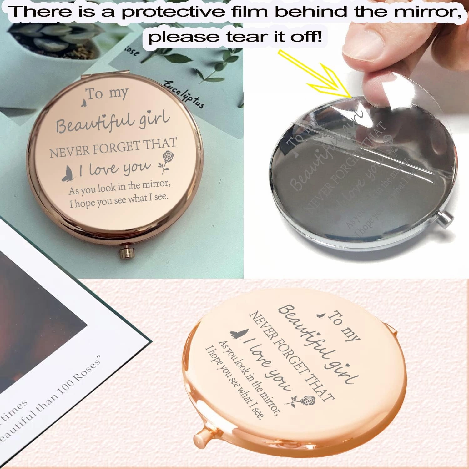 Mini makeup for girl,Beautiful Girl birthday present, Silver compact mirror for Girl,Girl Gifts for birthday,Girl Mini Mirrors,Girl gifts ideas,Makeup Gift,Purse Mirror,Girl gifts from Dad and Mom