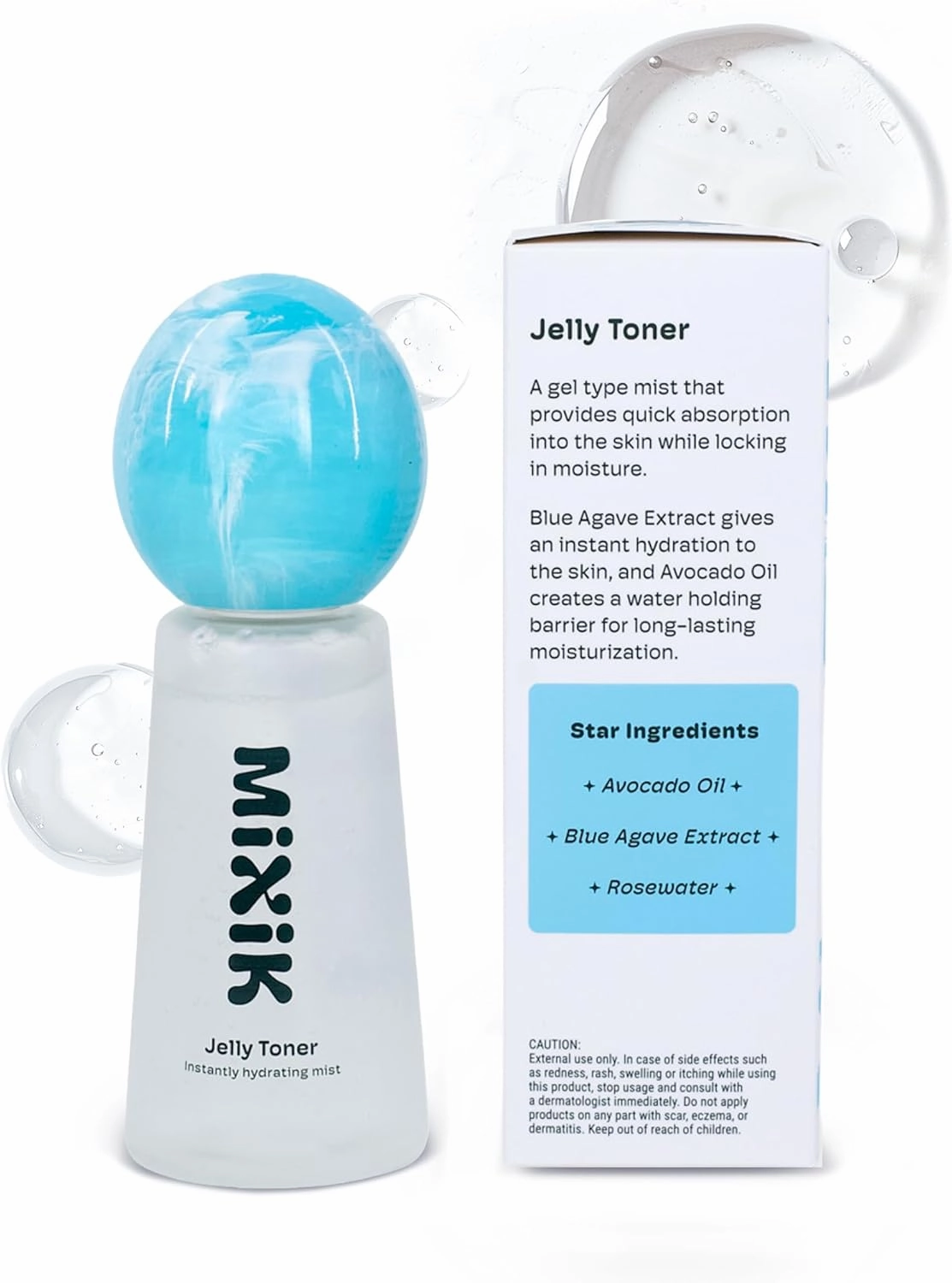 MIXIK Jelly Toner Spray for Face - Skincare Mist, Alcohol-Free Facial Toner for Hydrating, Made of Rose Water, Avocado Oil, Blue Agave Extract (80 ml (2.7 fl oz) Full Size)