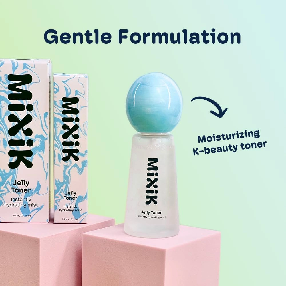 MIXIK Jelly Toner Spray for Face - Skincare Mist, Alcohol-Free Facial Toner for Hydrating, Made of Rose Water, Avocado Oil, Blue Agave Extract (80 ml (2.7 fl oz) Full Size)
