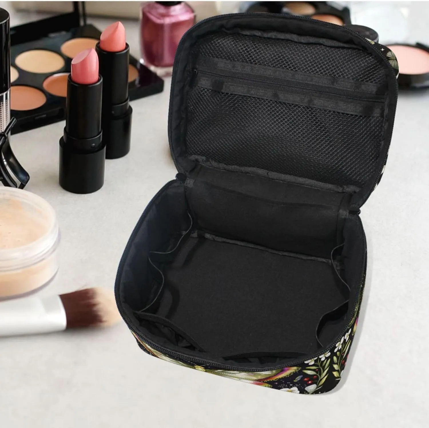 MNSRUU Makeup Bags, Butterfly Makeup Organizer Bags Toiletry Bag Box Travel Cosmetic Bag Make Up Train Case for Women Teen Girl Ladies