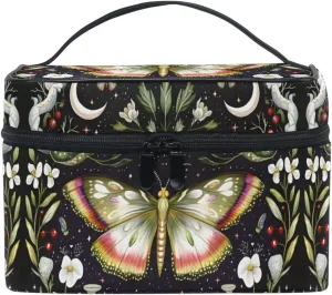 MNSRUU Makeup Bags, Butterfly Makeup Organizer Bags Toiletry Bag Box Travel Cosmetic Bag Make Up Train Case for Women Teen Girl Ladies