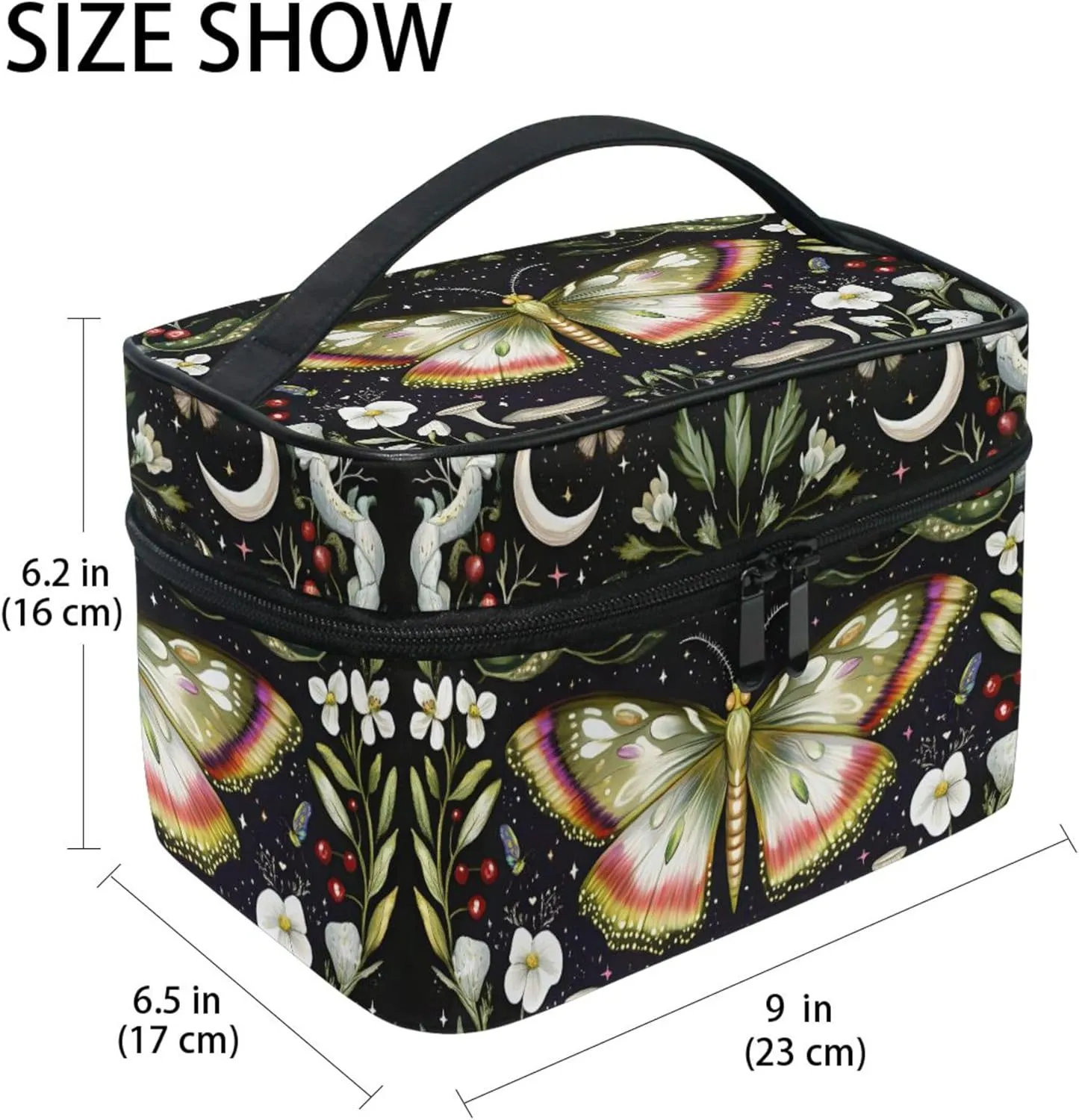 MNSRUU Makeup Bags, Butterfly Makeup Organizer Bags Toiletry Bag Box Travel Cosmetic Bag Make Up Train Case for Women Teen Girl Ladies