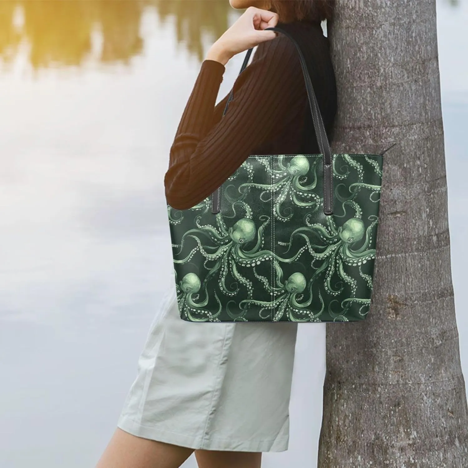 MNSRUU Tote Bag Pumpkin Rose Purses and Handbags