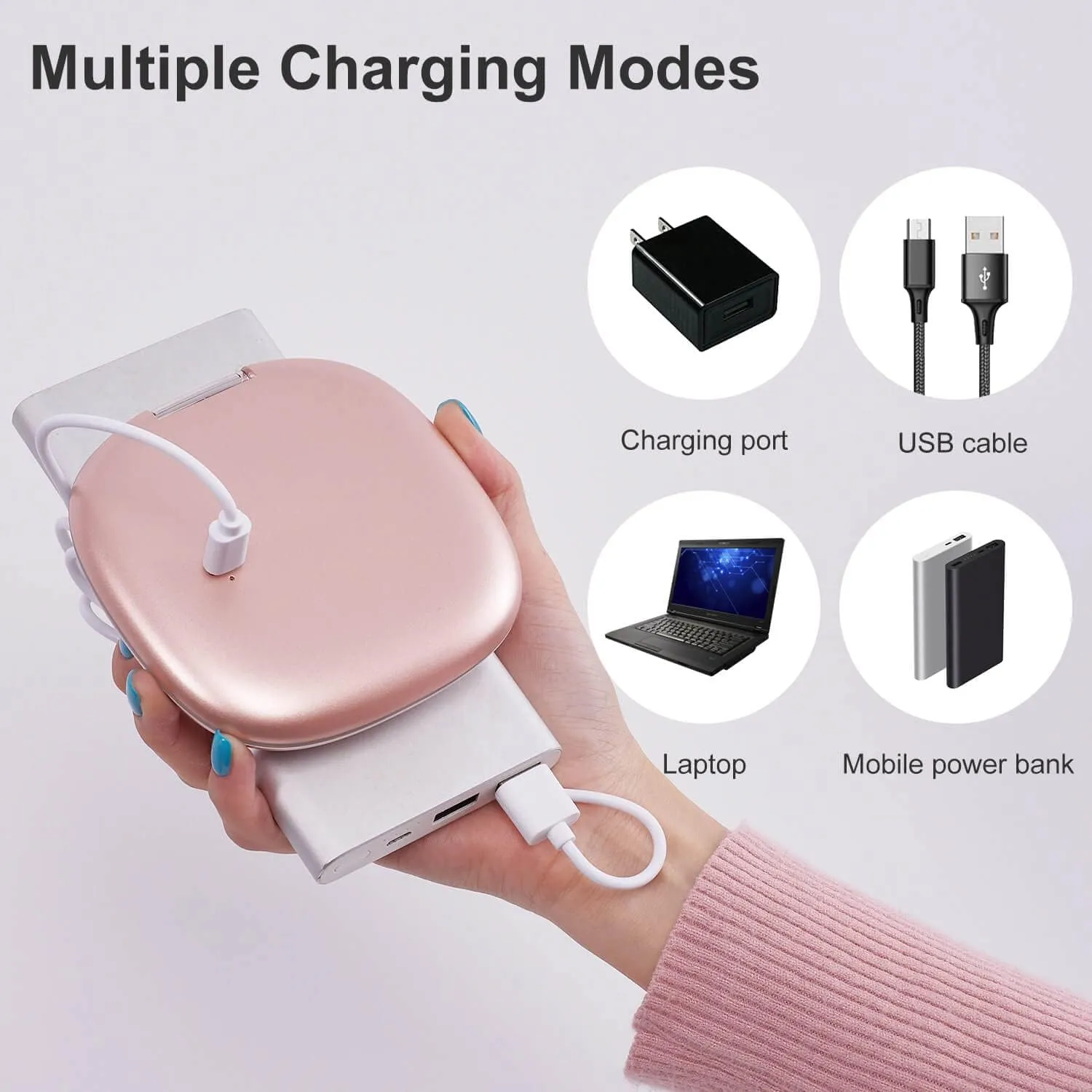 Mocado Compact LED Magnifying Travel Makeup-Mirror - 4 inches 1X/10X Magnification Small Hand Pocket Dimmable Double Sided USB Rechargeable Touch Screen, Portable Tabletop Cosmetic (Rose Gold)