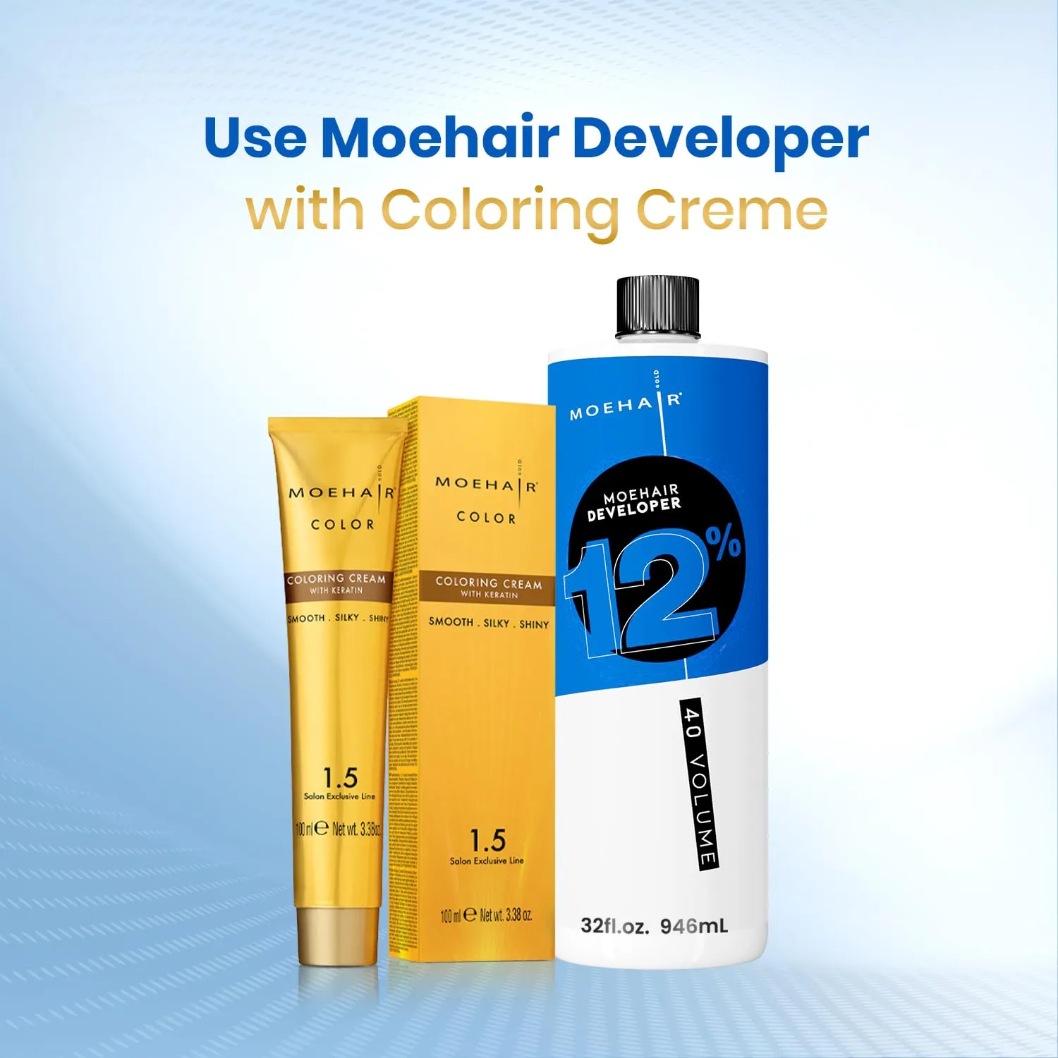 MOEHAIR Hair Developer 12% Hydrogen Peroxide | 40 Volume Developer | Lifts up to 6 Levels | Professional-Use 40V Developer | High Lifting Action | Paraben-Free | Peach Fragrance – 32 Fl. Oz