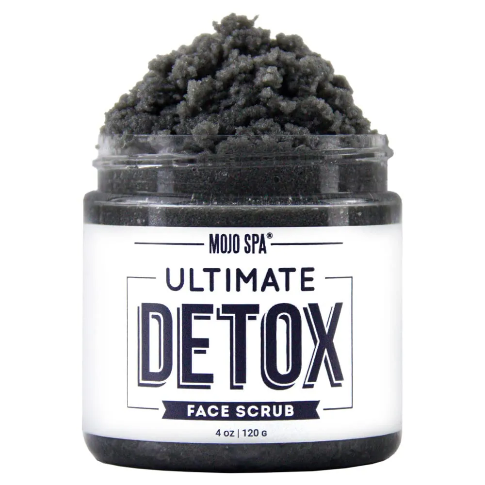 Mojo Spa Ultimate Detox Face Scrub | Amber, Vanilla, Musk Scent | Moisturizing & Detoxifying Sugar Exfoliator | 4 oz