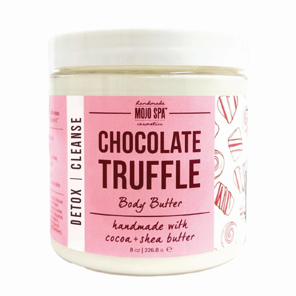 Mojo Spa Chocolate Truffle Body Butter | Chocolate, Vanilla Scent | Hydrating Shea & Cocoa Body Butter | 8 oz