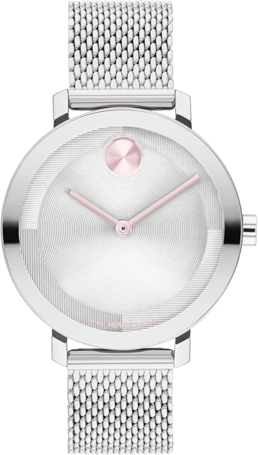 Movado Bold Evolution 2.0 Women's Watch - Swiss Quartz Movement, Stainless Steel Mesh Bracelet - 3 ATM Water Resistance - Luxury Fashion Timepiece for Her - 34mm