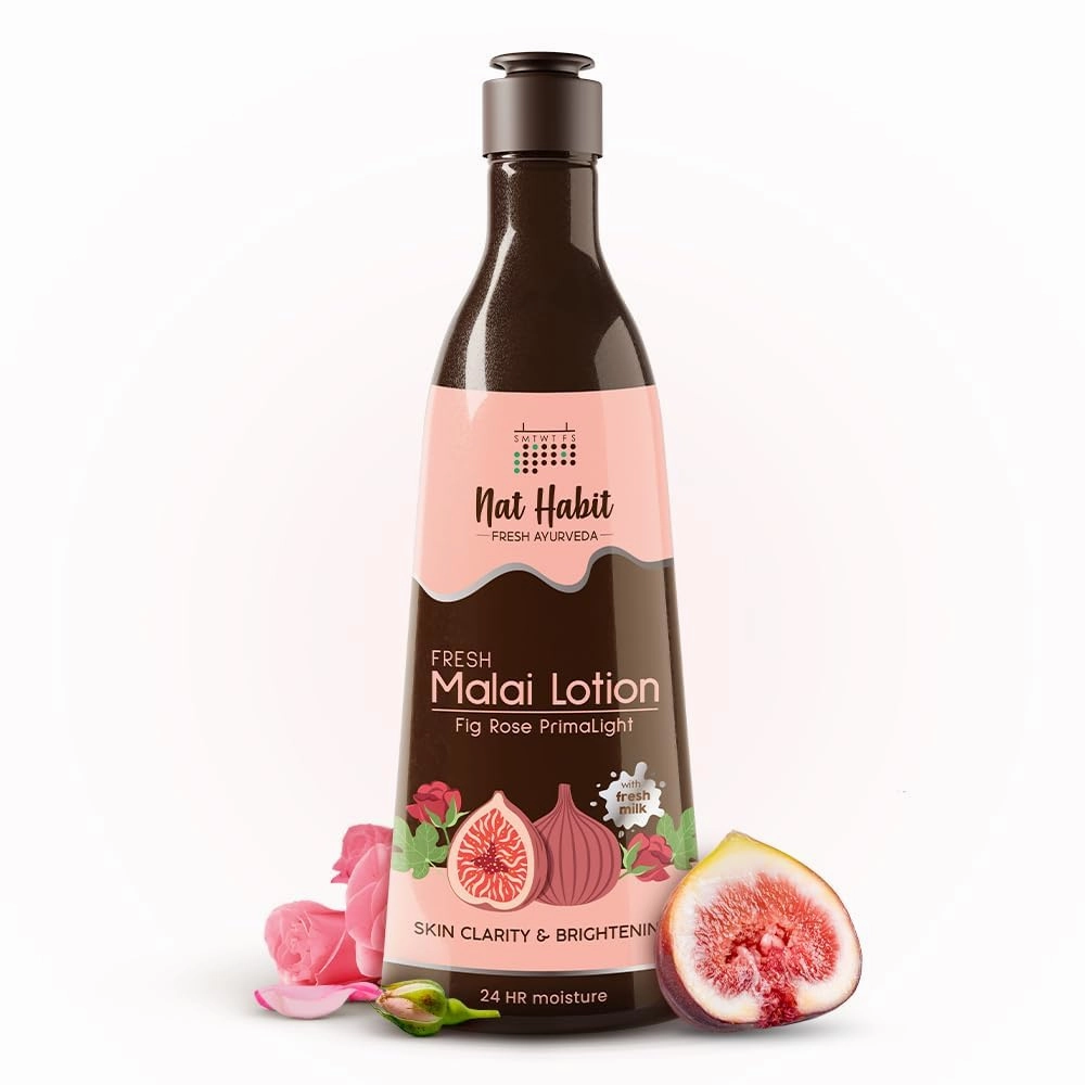 NAT.HABIT Fresh Whipped Body.Lotion, Fig Rose PrimaLight Fresh.Malai Lotion, For Skin Brightening & 24HR Moisture Protection