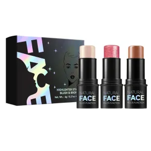 Natural Face Multi-Functional Makeup Stick, 12 Shades, Waterproof Blush, Contour, Highlight for Eyes, Lips, Cheeks, Oil-Control,Brightens, moisturizes and nourishes (A)