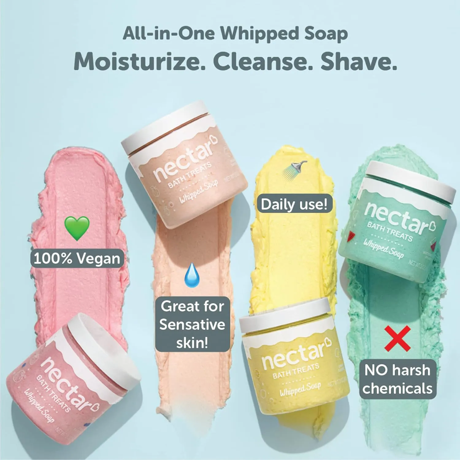 Nectar Life Whipped Soap and Shave Butter, 5 oz (Peach)