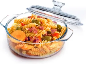 NUTRIUPS Mini Glass Casserole Dish with Lid Oven Safe Round Casserole Dish 6"" Glass Baking Dish With Lid Small Casserole Cookware (28.7oz), clear