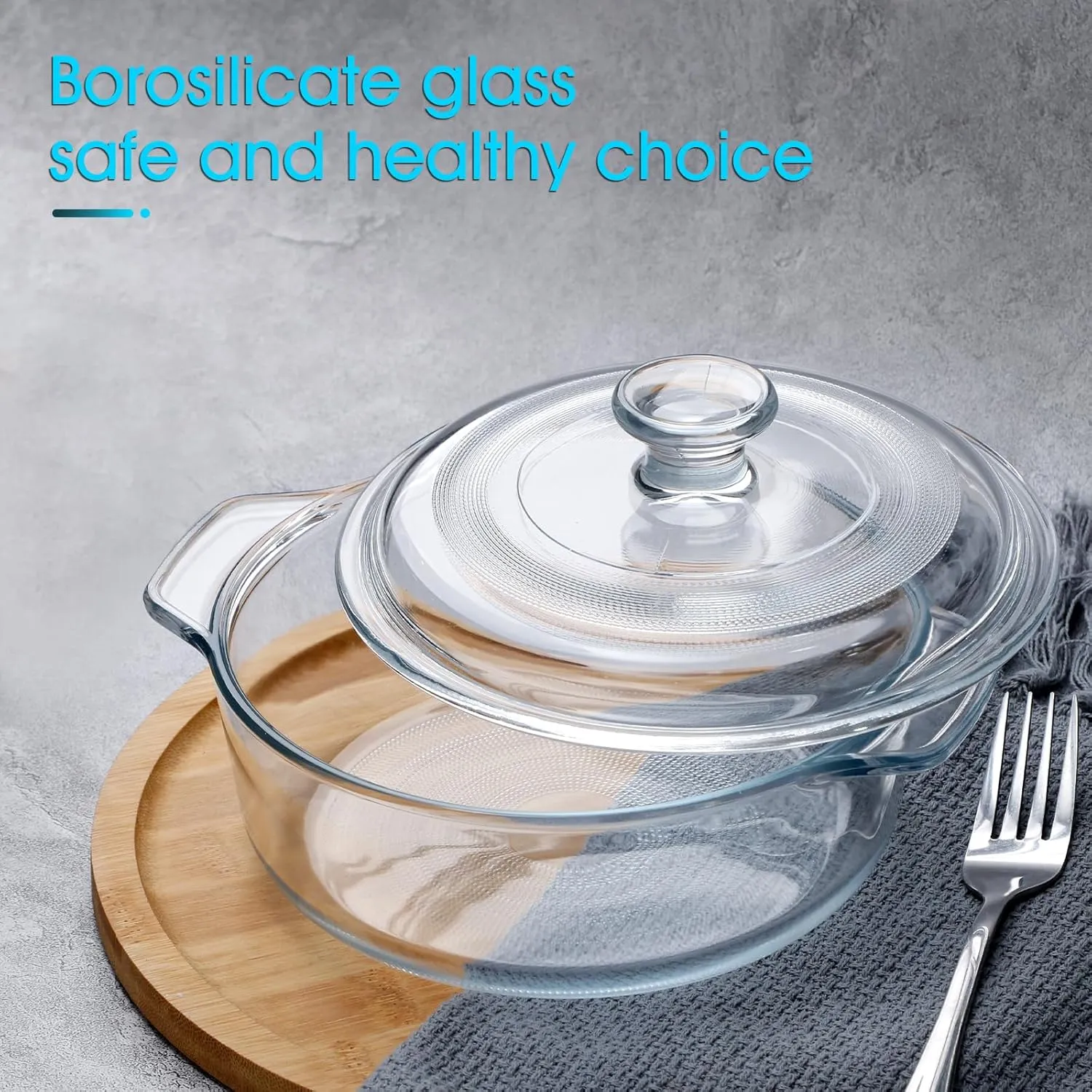 NUTRIUPS Mini Glass Casserole Dish with Lid Oven Safe Round Casserole Dish 6"" Glass Baking Dish With Lid Small Casserole Cookware (28.7oz), clear