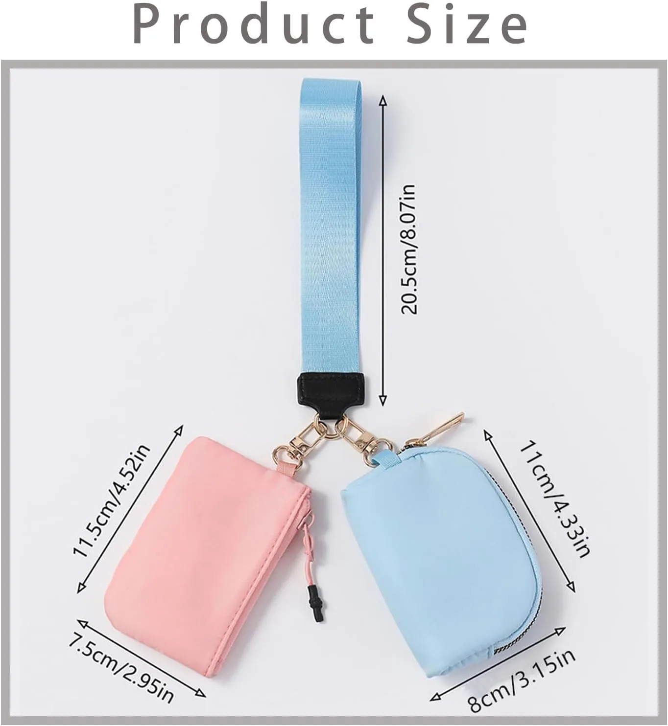Nylon Small Keychain Makeup Bag, Zippered Pouch with Nylon Lanyard, Mini Portable Cosmetic Pouch,Coin Purse Lipstick Cosmetic Accessories Organizer（Beige and Blue）