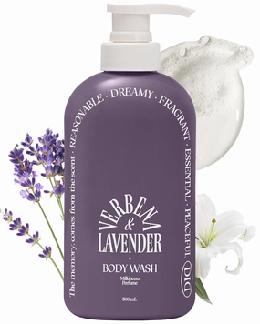 ODID Milk in Cera Perfume Body Wash - Korean Moisturizing Body Cleanser for All Skin Types - Subtle Verbena Lavender Scent - with Milk Protein and Ceramide, 16.9 fl.oz.