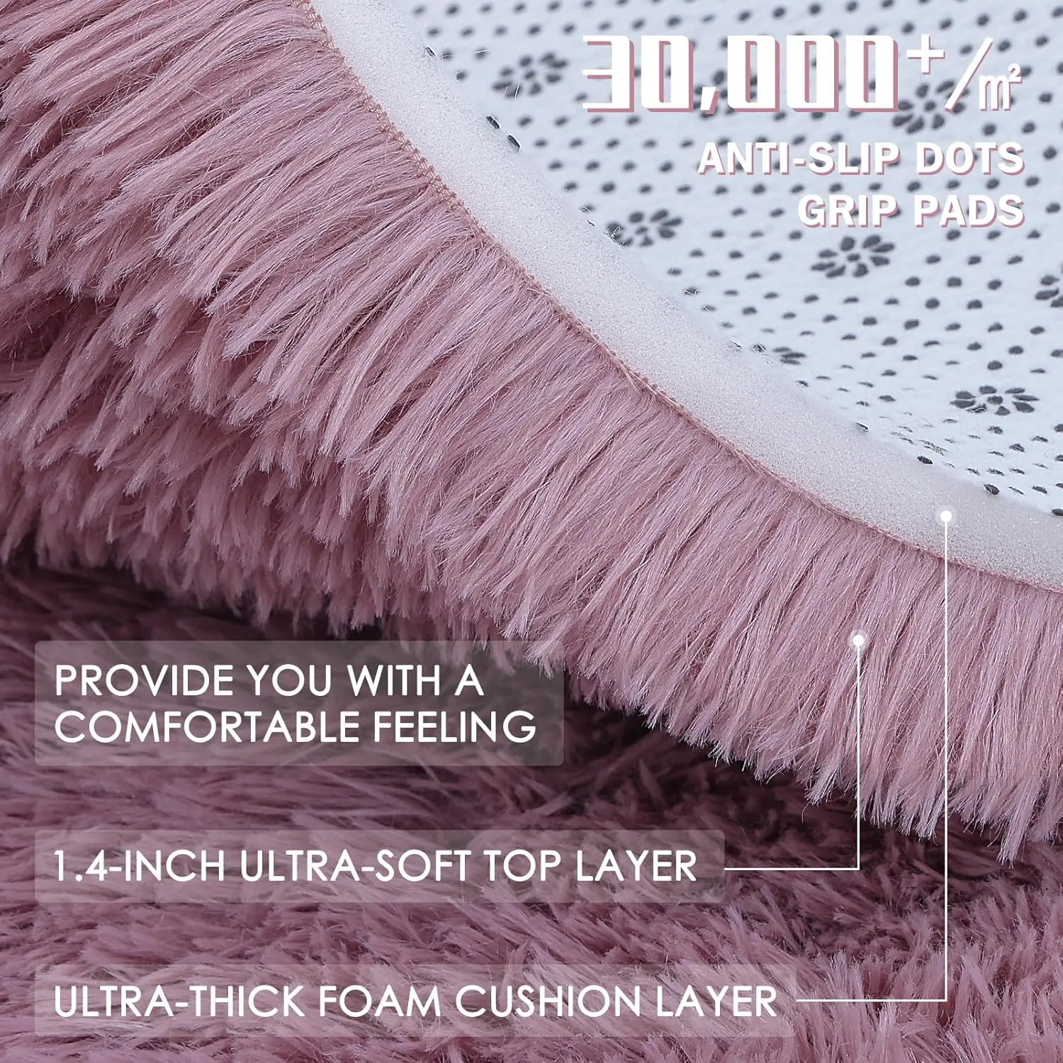 OLANLY Area Rugs for Living Room Bedroom, Machine Washable 4x5.9 Feet Soft Fluffy Shaggy Bedside Rug, Indoor Floor Carpet for Kids Girls and Boys, Dorms, Nursery Rooms, Home Decor Aesthetic, Blush