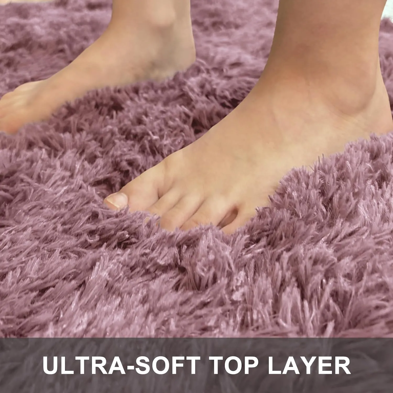 OLANLY Area Rugs for Living Room Bedroom, Machine Washable 4x5.9 Feet Soft Fluffy Shaggy Bedside Rug, Indoor Floor Carpet for Kids Girls and Boys, Dorms, Nursery Rooms, Home Decor Aesthetic, Blush