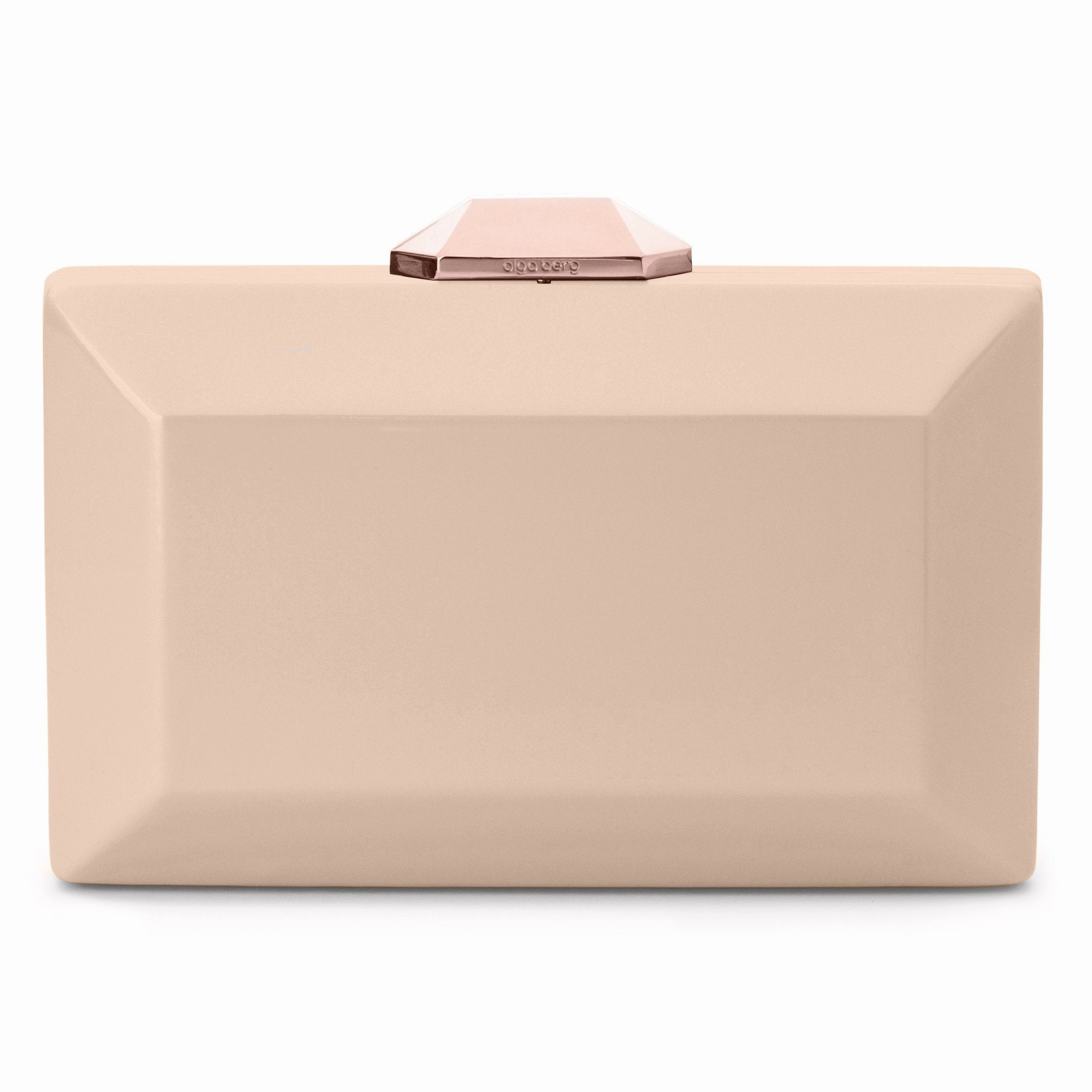 Olga Berg Emilia Patent Facet Clutch in Red or Blush