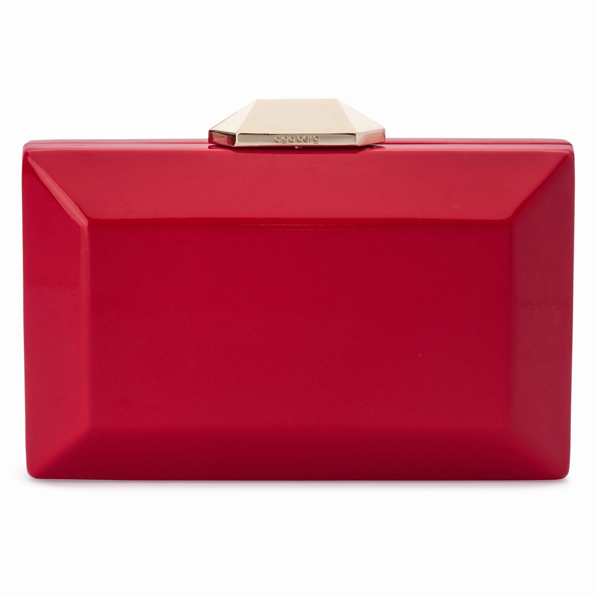 Olga Berg Emilia Patent Facet Clutch in Red or Blush