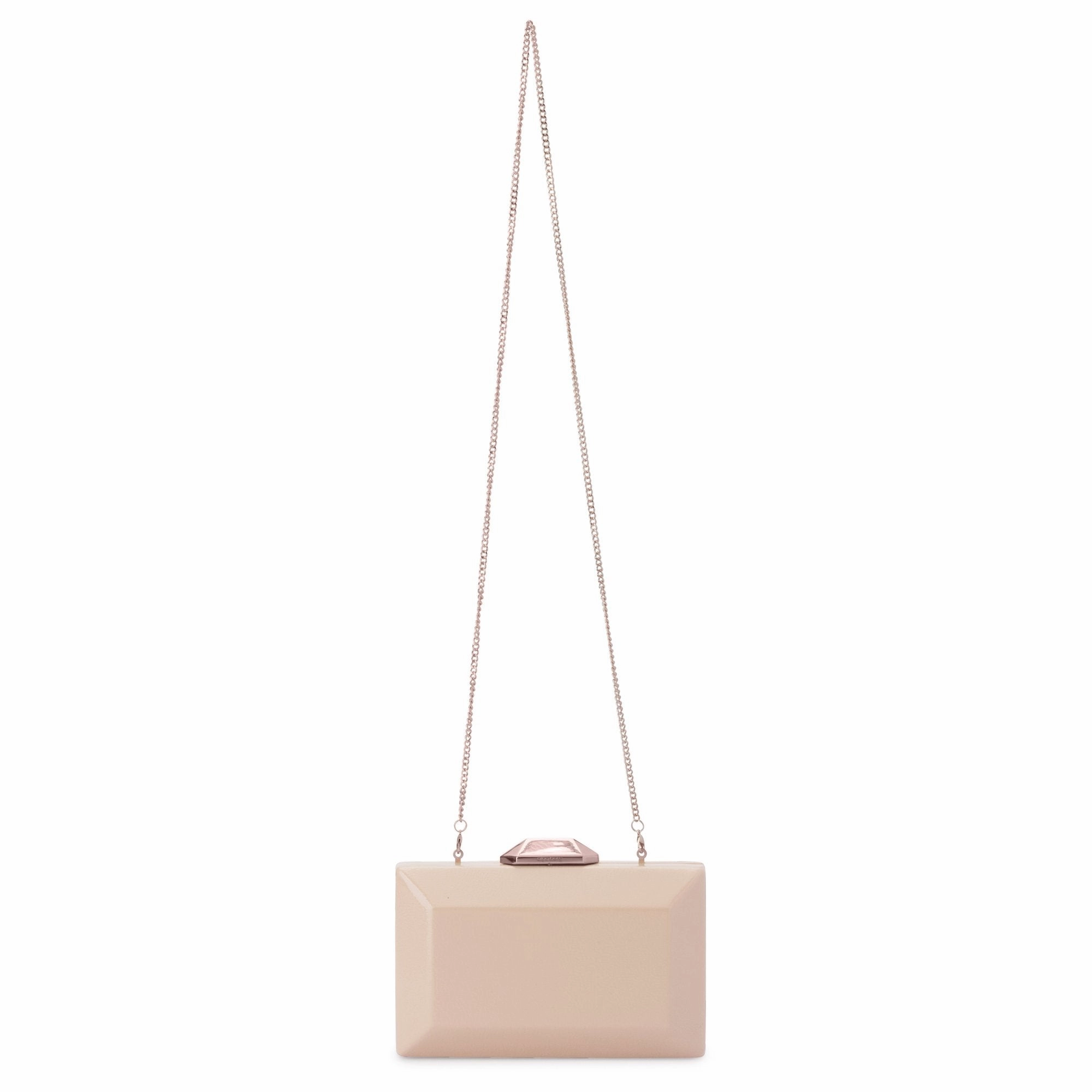Olga Berg Emilia Patent Facet Clutch in Red or Blush