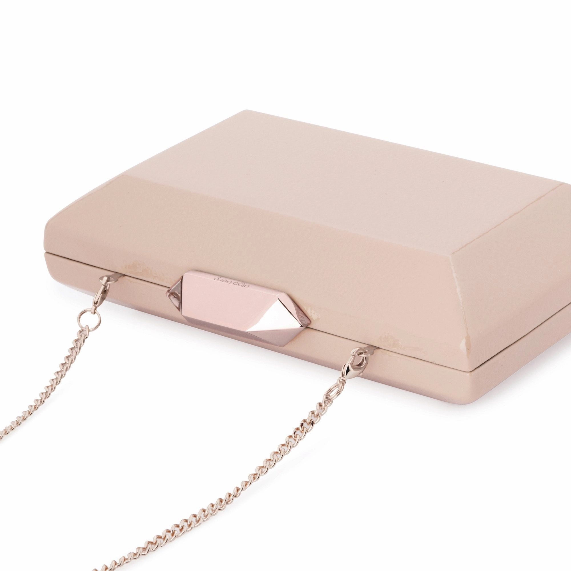 Olga Berg Emilia Patent Facet Clutch in Red or Blush
