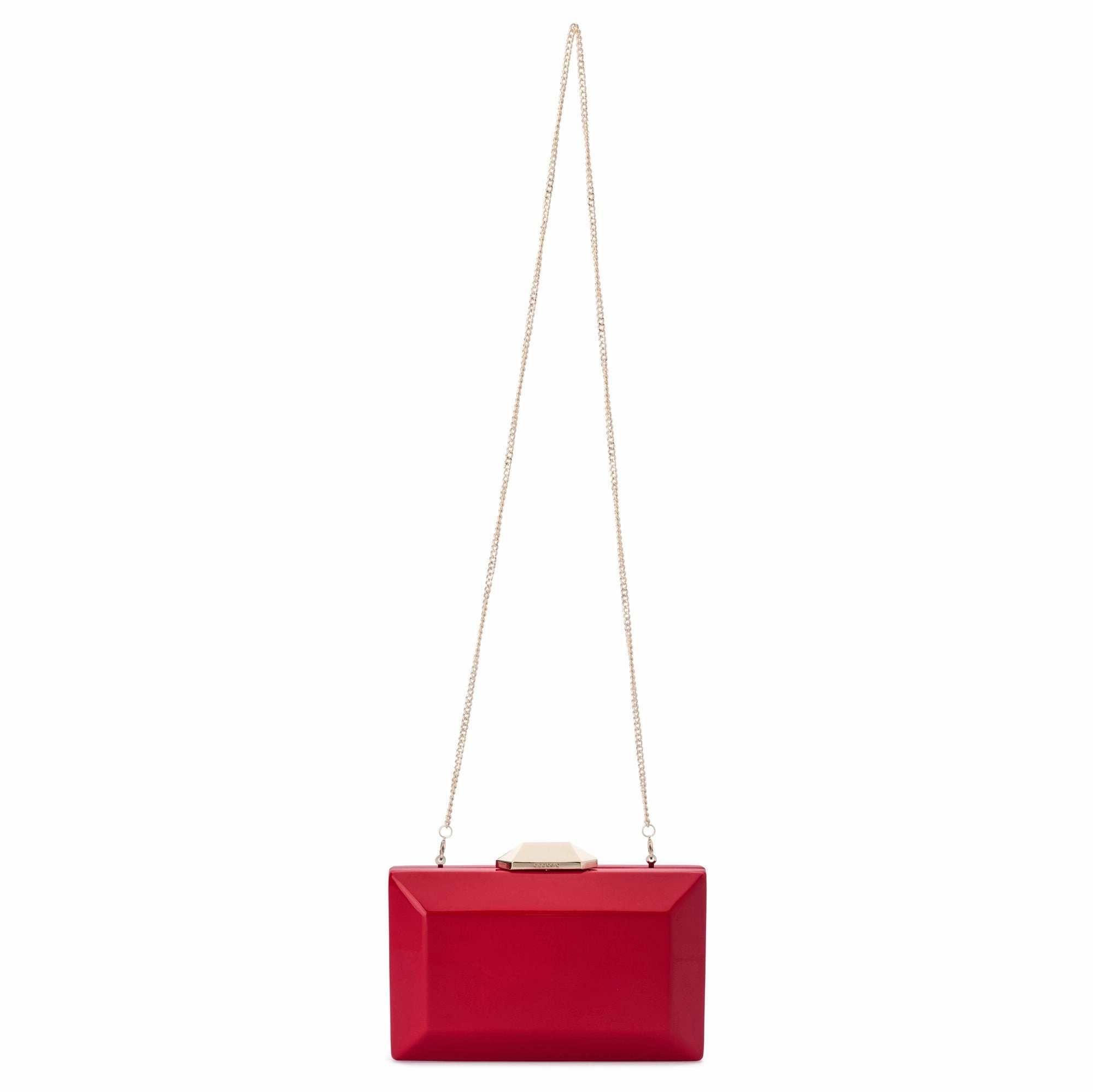 Olga Berg Emilia Patent Facet Clutch in Red or Blush