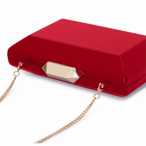 Olga Berg Emilia Patent Facet Clutch in Red or Blush