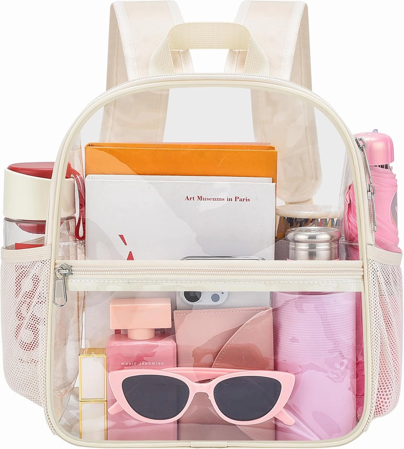 Oraben Clear Backpack for Stadium Events Clear Stadium Backpack 12x6x12 Bag (Enhanced Strap, Creamy)