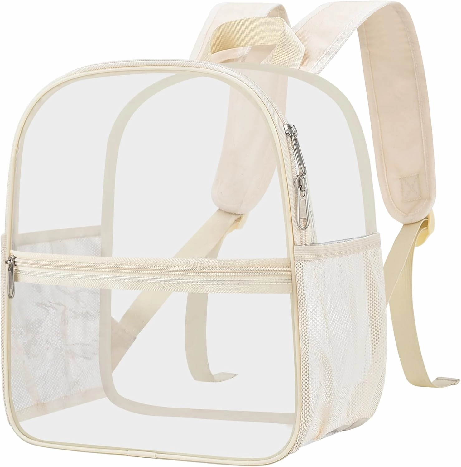 Oraben Clear Backpack for Stadium Events Clear Stadium Backpack 12x6x12 Bag (Enhanced Strap, Creamy)