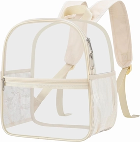 Oraben Clear Backpack for Stadium Events Clear Stadium Backpack 12x6x12 Bag (Enhanced Strap, Creamy)