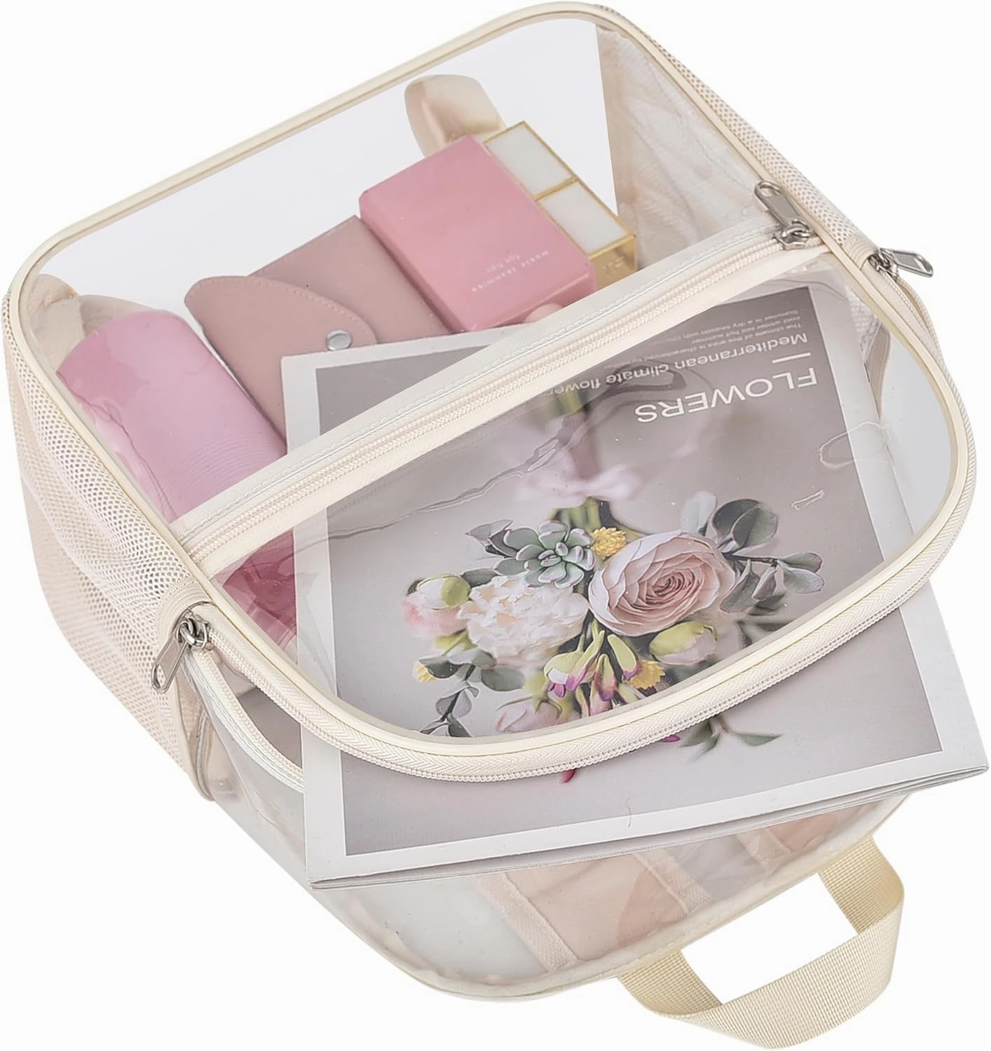 Oraben Clear Backpack for Stadium Events Clear Stadium Backpack 12x6x12 Bag (Enhanced Strap, Creamy)