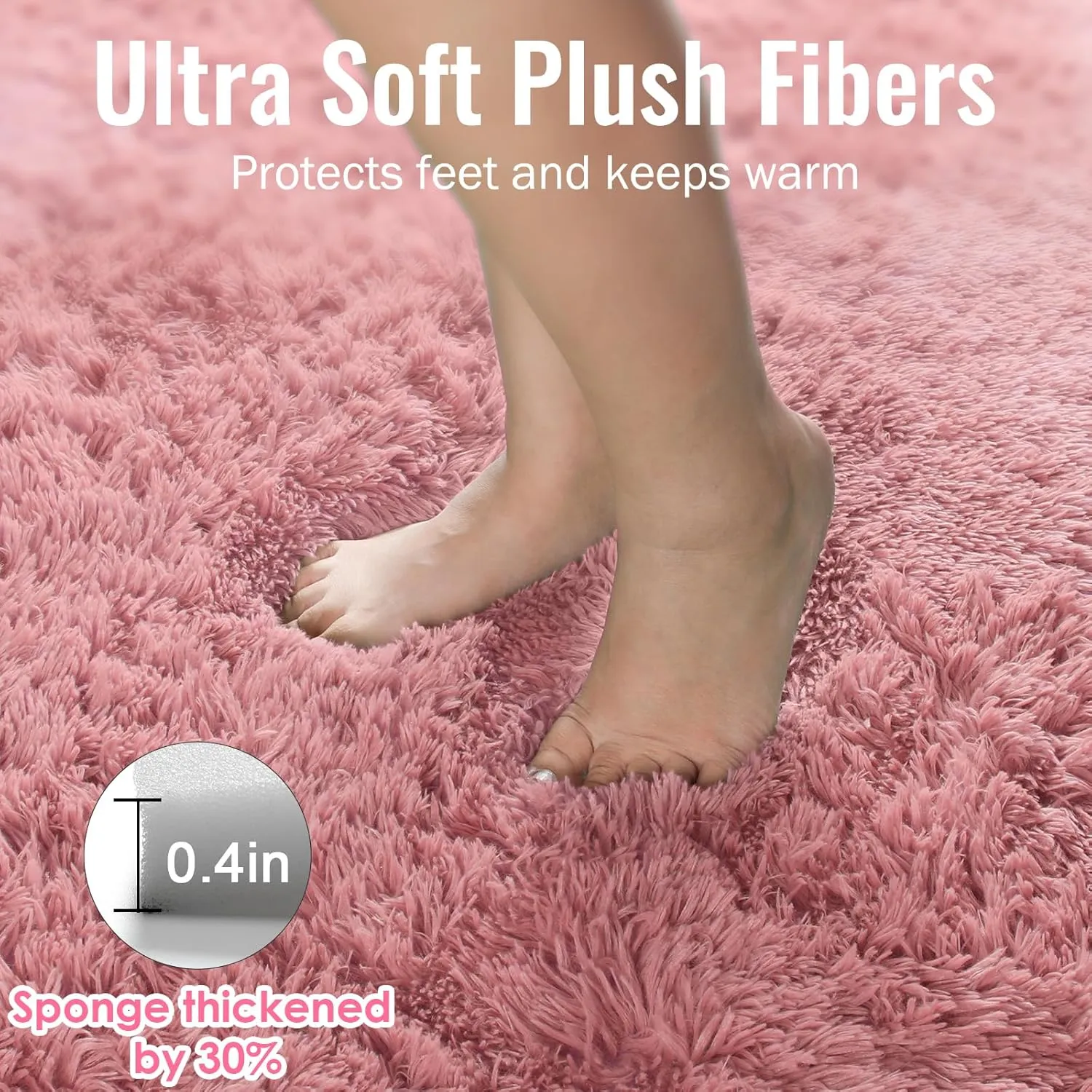 PAGISOFE Round Rug 4Ft, Soft Blush Round Circle Rugs for Girls Room Decor, Fluffy Bedroom Carpets, Shaggy Rugs, Small Teepee Furry Mat, Comfy Reading Circular Rug, Kids Nursery Room Decor