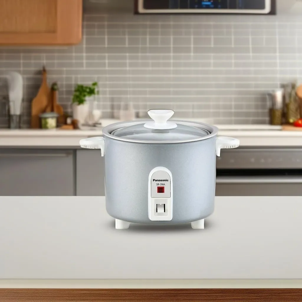 Panasonic Rice Cooker, Steamer & Multi-Cooker, 3-Cups (Cooked), 1.5-Cups (Uncooked), SR-3NAL – Silver