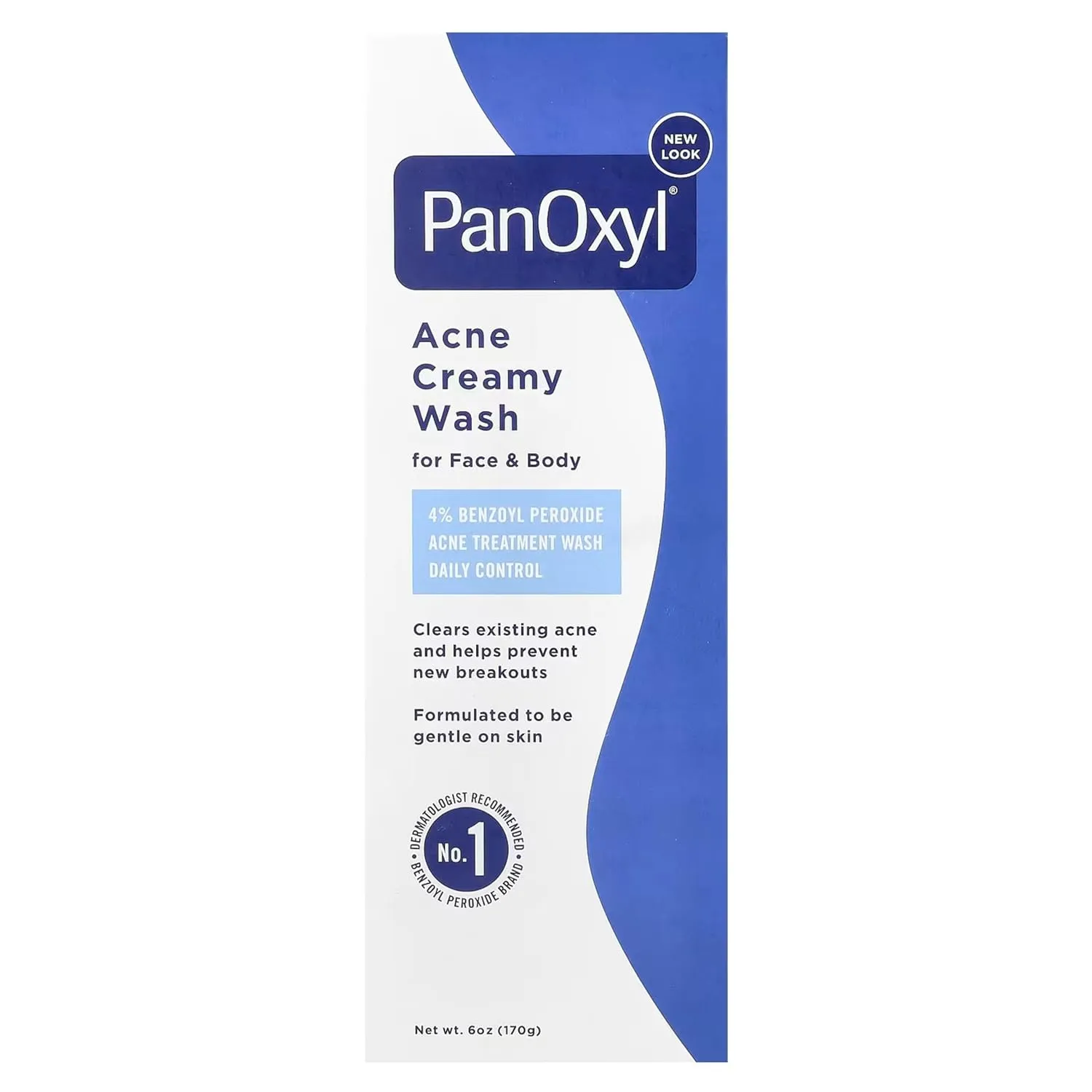 PanOxyl Acne Creamy Wash for Face & Body, 4% Benzoyl Peroxide Acne Treatment Wash Daily Control, 6 oz (Pack of 3)