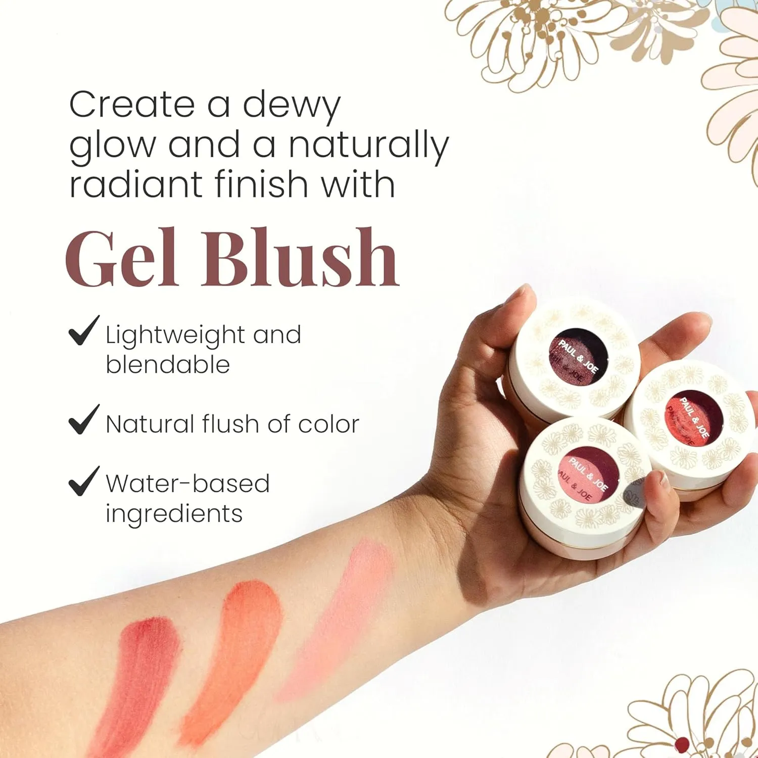 Paul & Joe Gel Blush, Bright and Buildable Blush Makeup, Water-Based Gel Makeup Blush with Hydrating Oils for Dewy, Radiant Finish, Garnet and Wine Red Cheek Tint, 05 Sommeliere, 0.71 oz