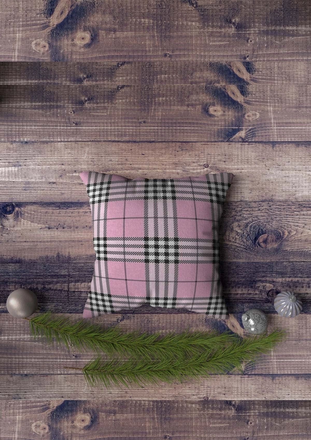 Pink "Romantic" Tartan Cushion Covers