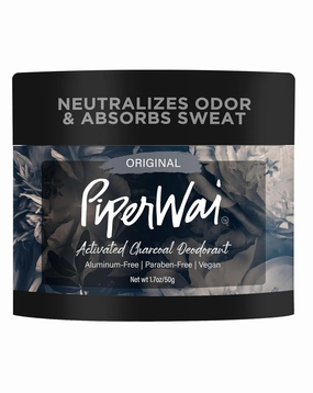 PiperWai Natural Deodorant w/Activated Charcoal | 24-Hour Sweat Protection, Vegan, Aluminum Free Deodorant for Women & Men | Travel Essential Shark Tank Product | 2 oz Scented Single Jar
