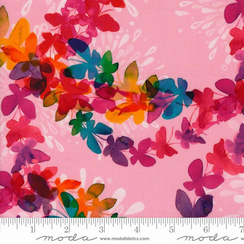 Playgrounds Pink Butterfly Swirl Fabric Yardage