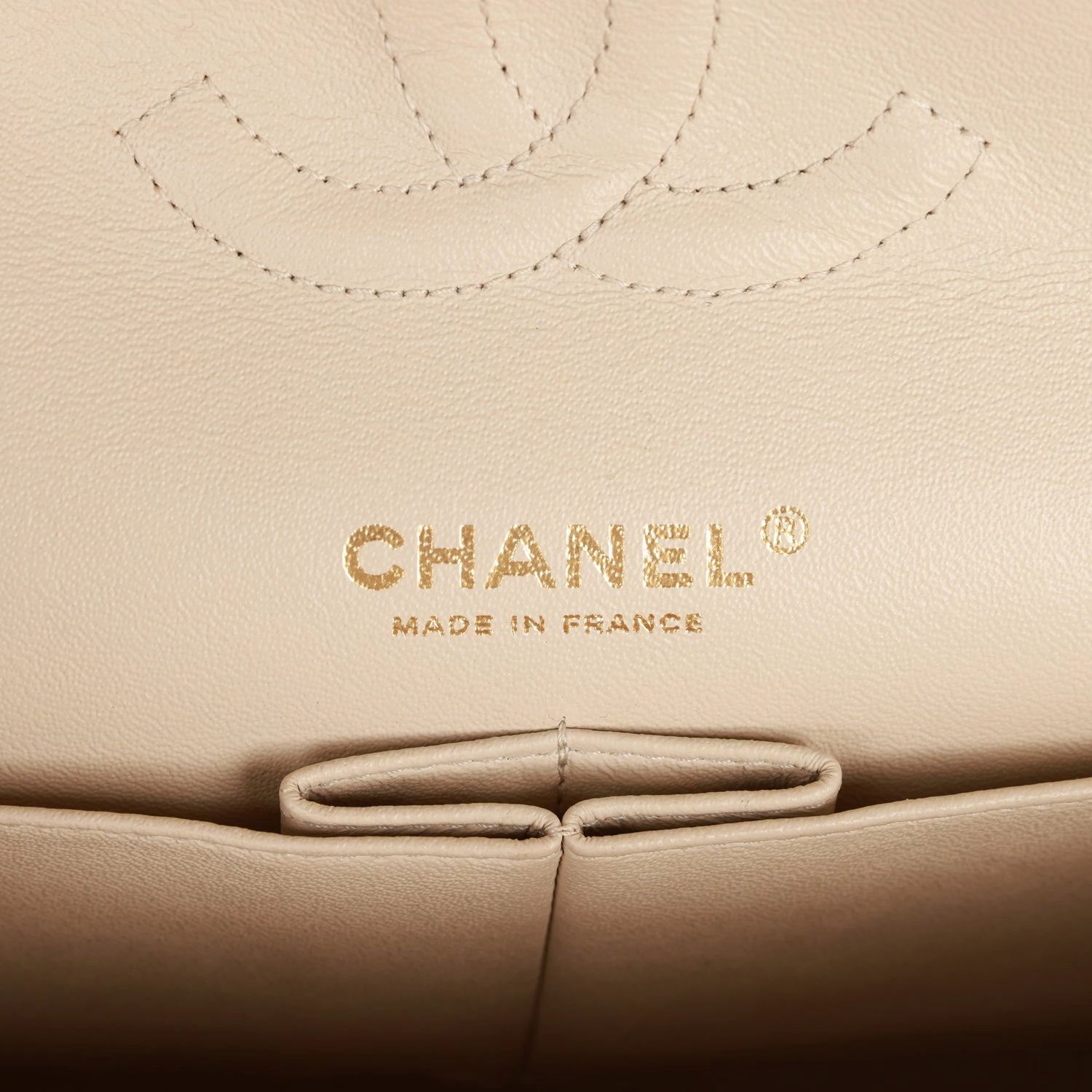 Pre-owned Chanel Medium Classic Double Flap Bag Black and Beige Striped Silk Light Gold Hardware