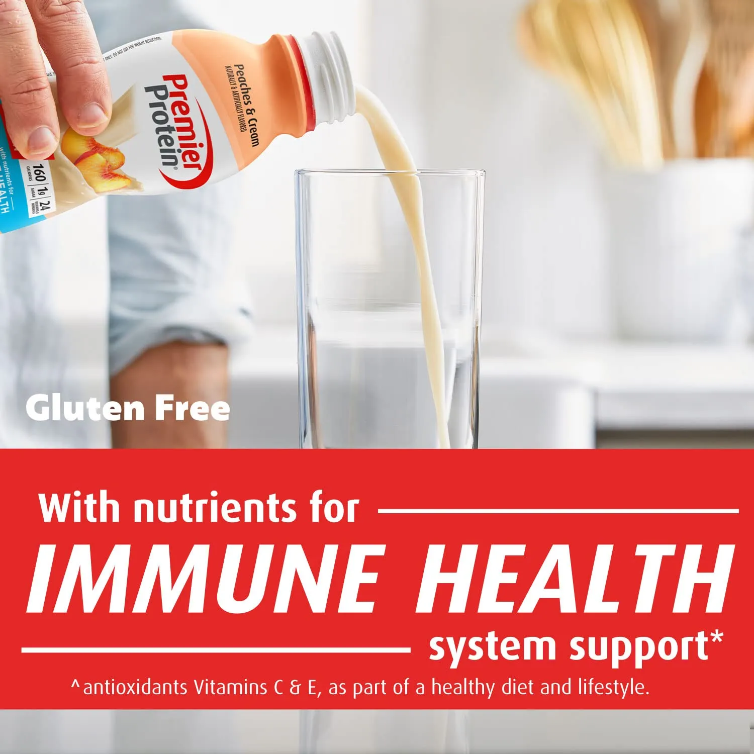 Premier Protein Shake 30g 1g Sugar 24 Vitamins Minerals Nutrients to Support Immune Health, Peaches & Cream, 11.5 Fl Oz (Pack of 12), Total 138 Fl Oz