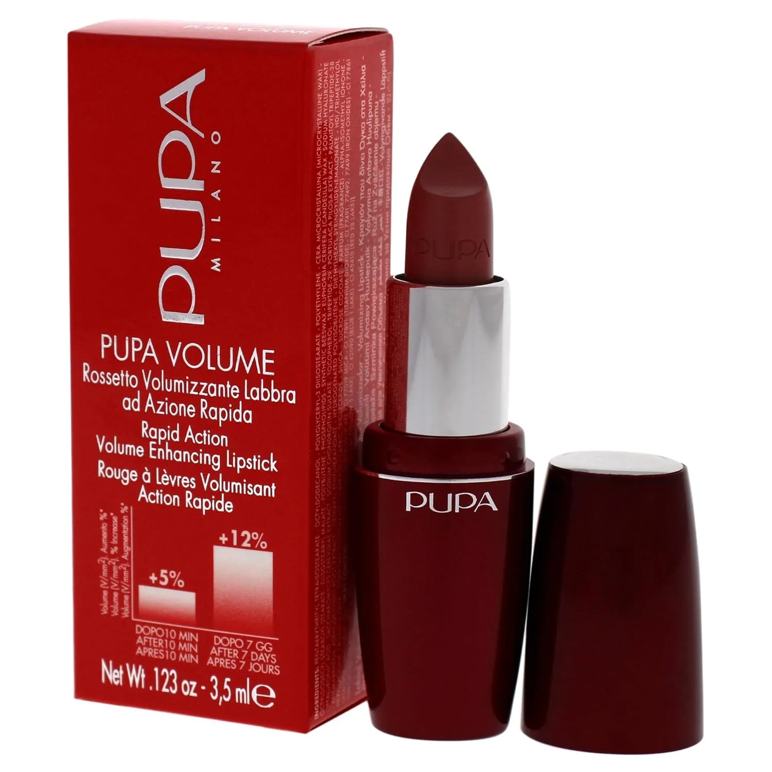 Pupa Milano Pupa Volume - Plumping, Hydrating, Cream Formula Lipsticks - Lasting Color That Stays On Lips All Day Long - Lustrous, Flattering Shades For All Complexions - 104 Powder Rose - 0.123 Oz