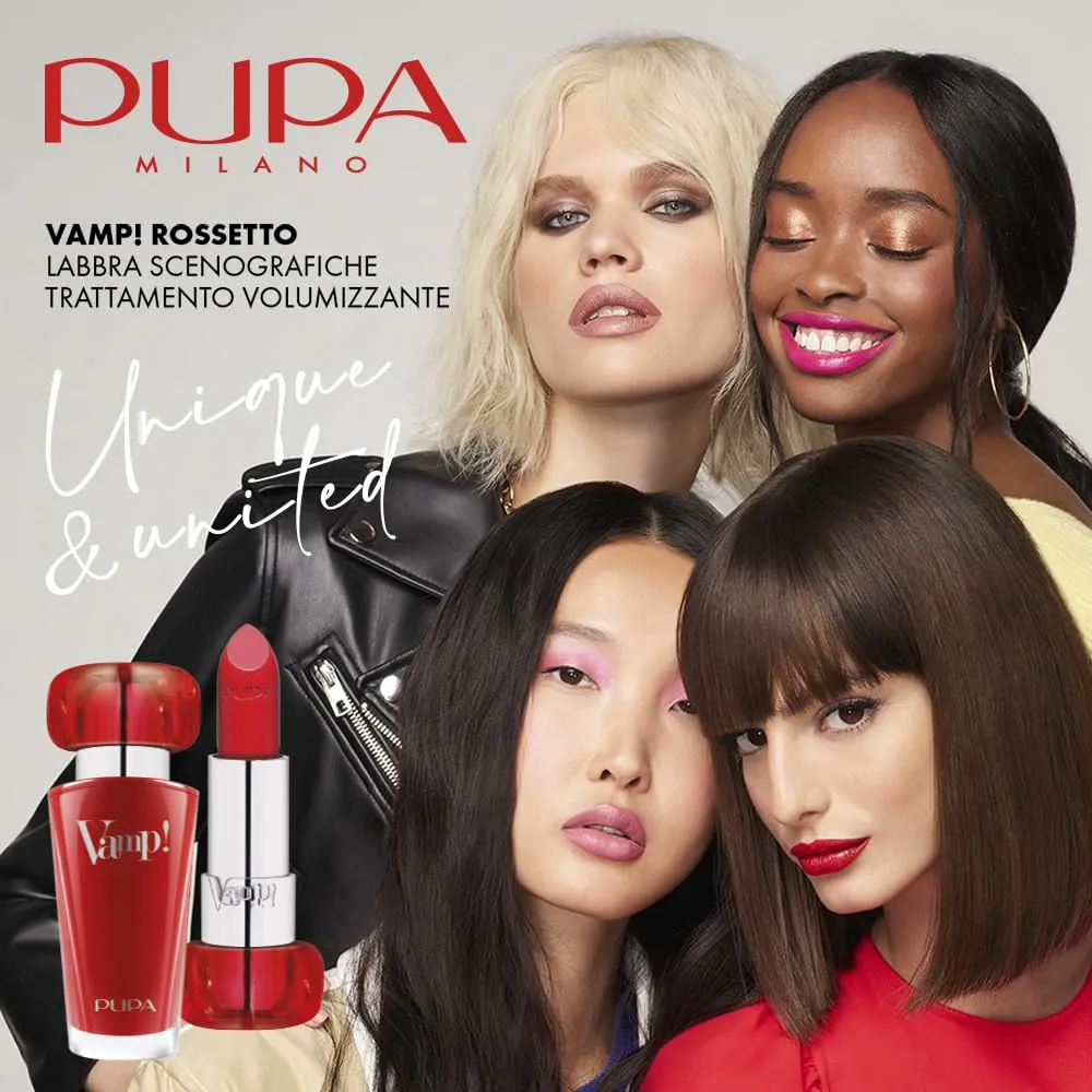 Pupa Milano Vamp! Extreme Colour Lipstick With Plumping Treatment - For Fuller, Defined Lips - Adds Incredible, Deep Color To Lips - Soft Texture Adheres Perfectly - 205 Iconic Nude - 0.123 Oz