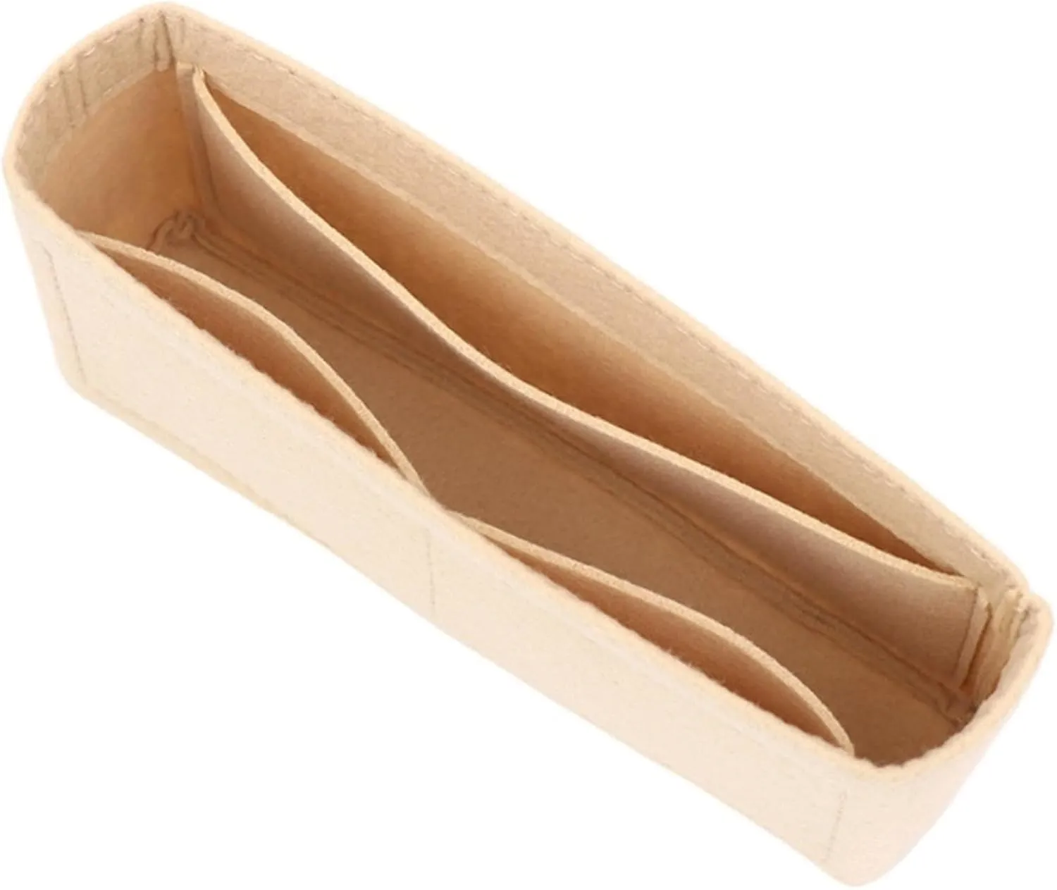 Purse Organizer Insert Felt Cloth Bag Liner Multi-Functional Travel Insert Bag Makeup Organizer Shape Lined(Beige,S 19x10x5cm)