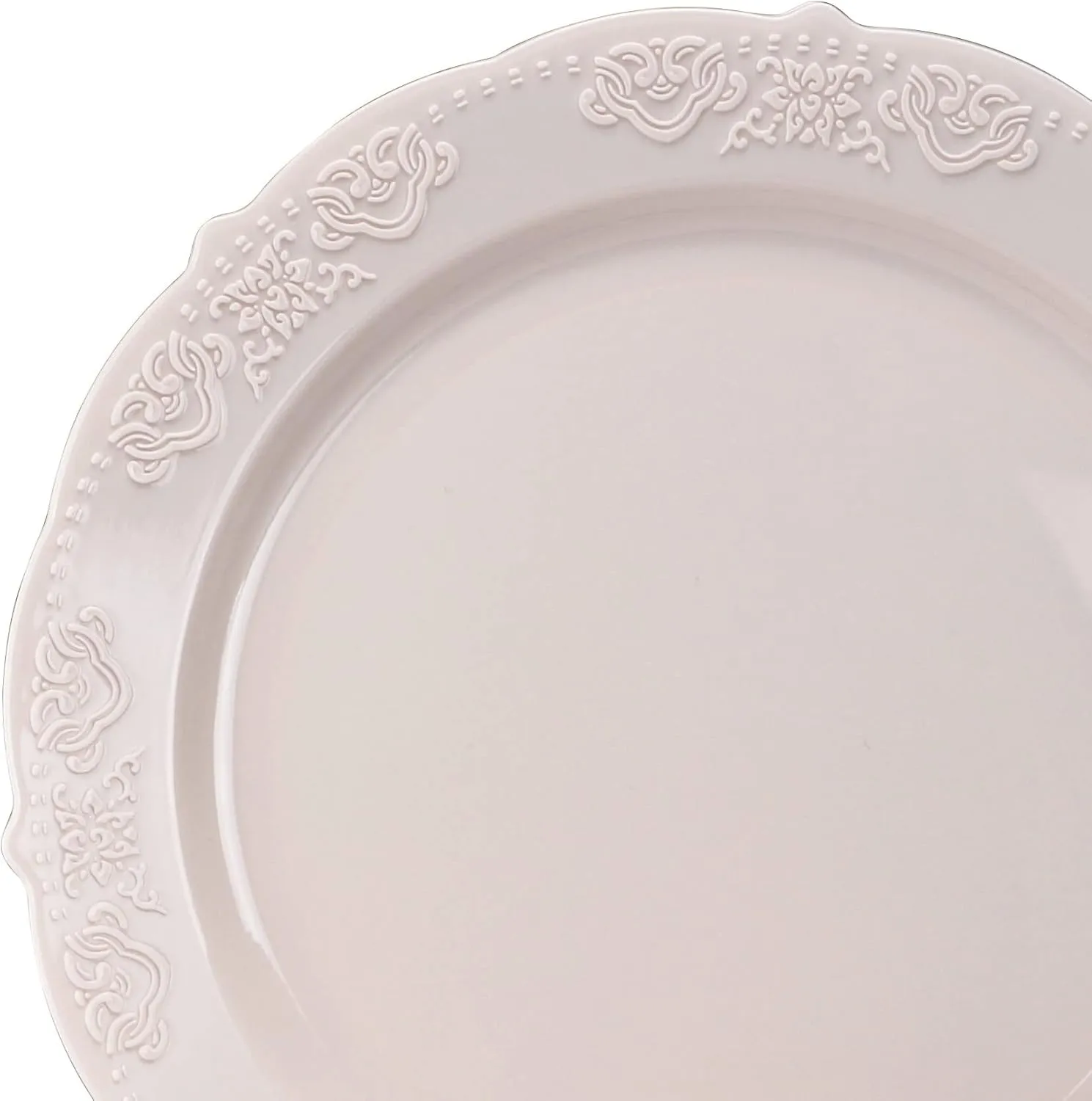 " OCCASIONS " 240 Plates Pack,(120 Guests) Vintage Wedding Party Disposable Plastic Plates Set-120x10.25'' Dinner  120x7.5'' Salad/Dessert Plate (Portofino Light Pink/Blush)
