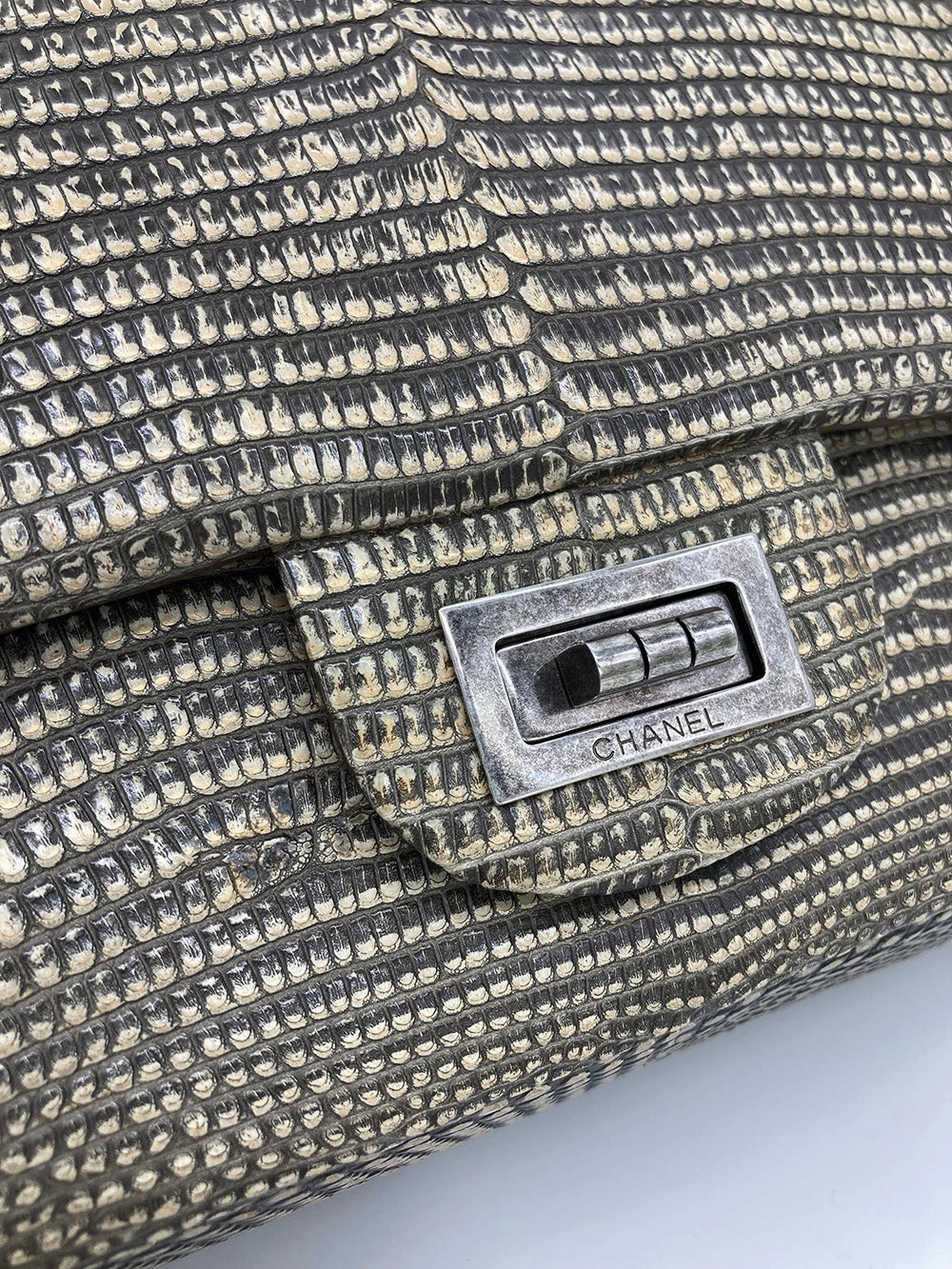 RARE Chanel Natural Lizard Double Flap Classic 227 Reissue