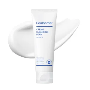 Real Barrier | Cream Cleansing Foam | Skin Barrier Face Wash | Sulfate-Free Amino Acid Moisturizing Face Cleanser | Ceramide Korean Facial Wash | Facial Cleanser for Women and Men | 4.05 fl oz (120ml)