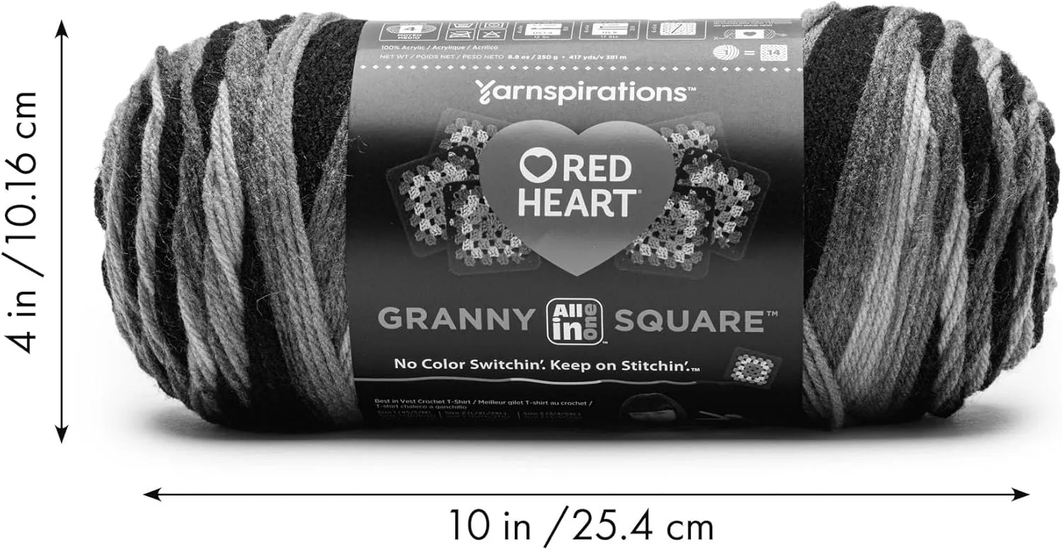 Red Heart All in ONE Granny Square Buttercup Blush Yarn - 3 Pack of 8.8oz/250g - 100% Acrylic - #4 Worsted (Medium) - 440 Yards - Knitting/Crochet